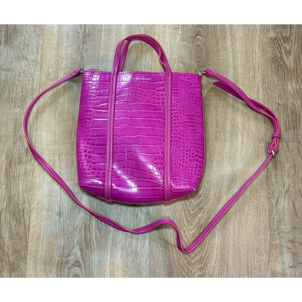 Elizabeth and James pink crossbody purse small tote croc print faux Y2K Style